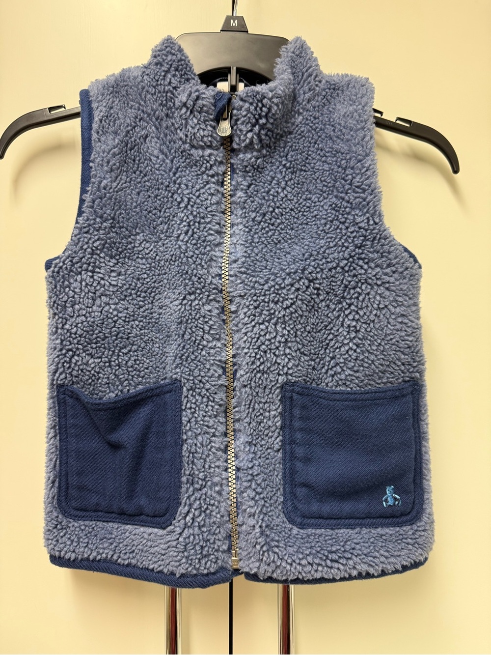 GAP Kids' Blue Sherpa Vest with Navy Pockets